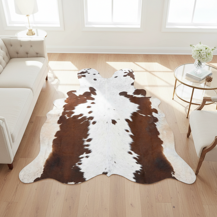 Brazilian Brown & White Cow hide 4.5x4.5 FT