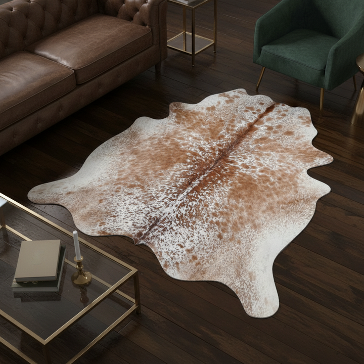 Brown & White Speckled Cow Hide 6x6 FT