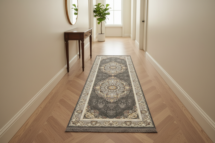 Charcoal Grey Persian Runner Rug 3x10 FT