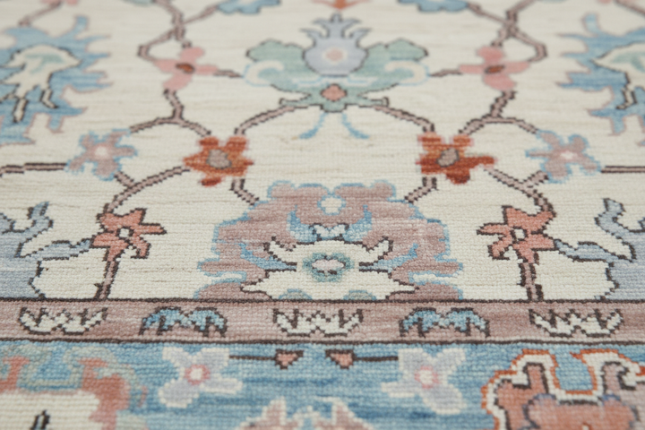 Sky Blue Handmade Oushak Rug 5.2x6.11 FT