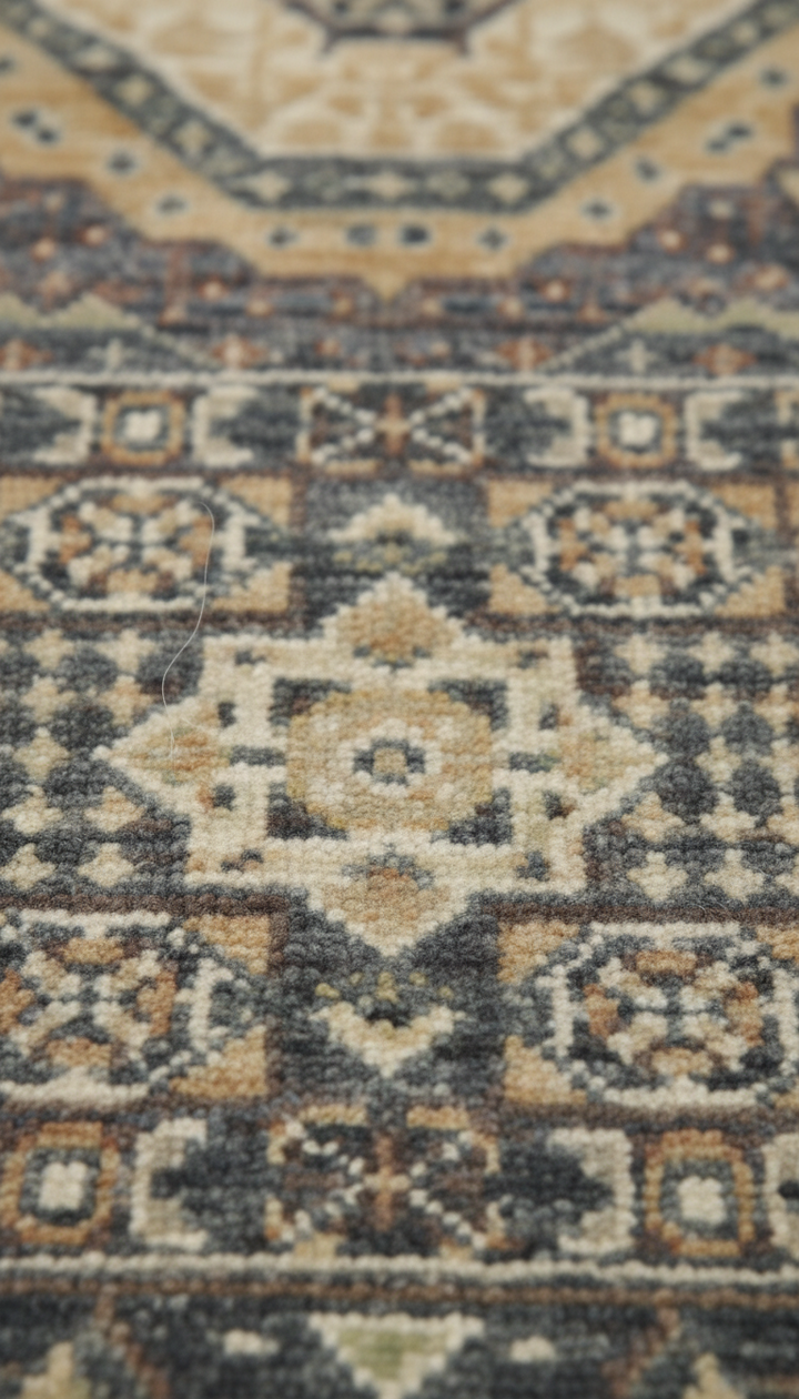 Light Grey Handmade Mamluk Rug 4.8x3.2 FT