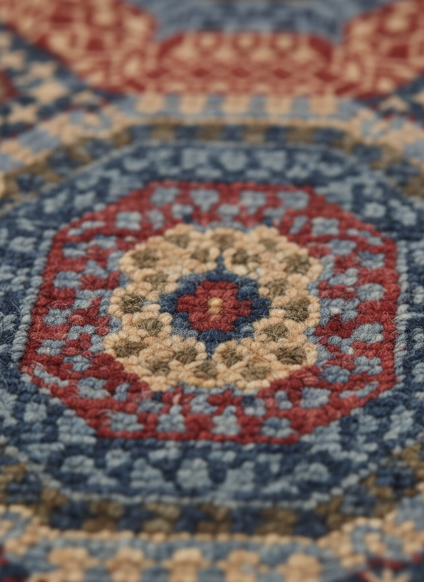 Rust & Beige Handmade Mamluk Rug 6.6x4.10 FT