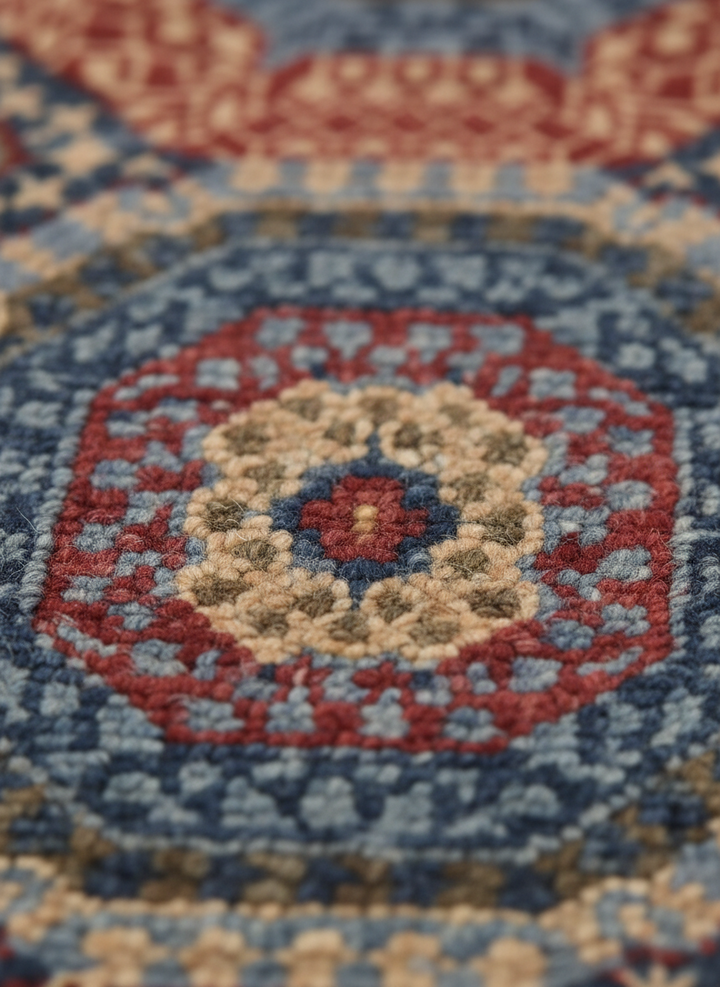 Rust & Beige Handmade Mamluk Rug 6.6x4.10 FT