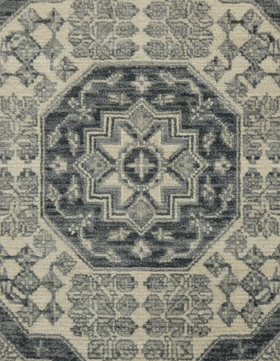 Grey Handmade Mamluk Rug 6.11x9.5 FT