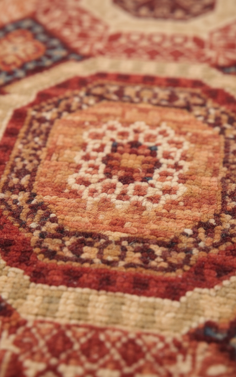 Burnt Orange Handmade Mamluk Rug 6.4x9.10 FT