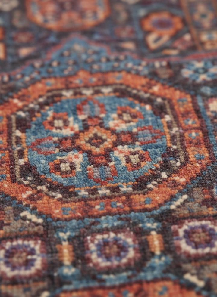 Rust Blue Handmade Mamluk Rug 5.9x3.11 FT