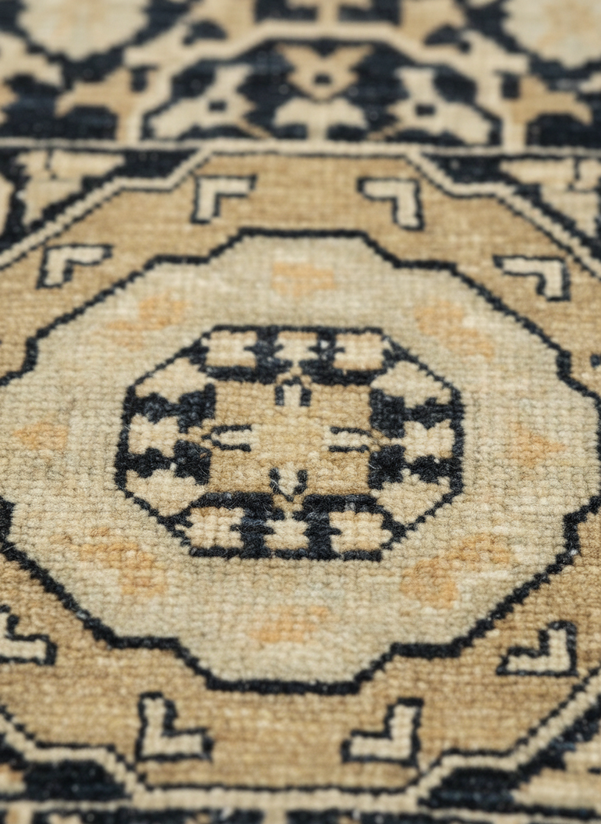 Ivory Beige Handmade Mamluk Rug 6.2x9.3 FT