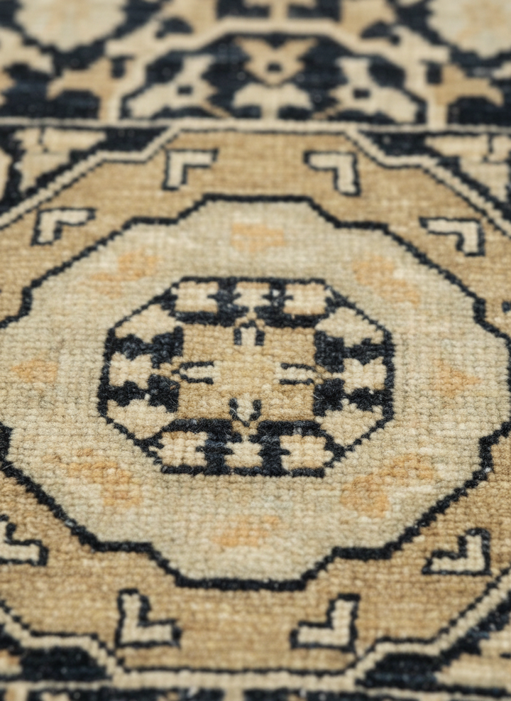 Ivory Beige Handmade Mamluk Rug 6.2x9.3 FT