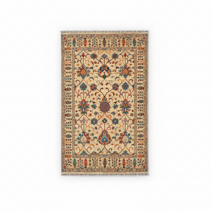 Khurjin Beige Handmade Rug 5x7 FT
