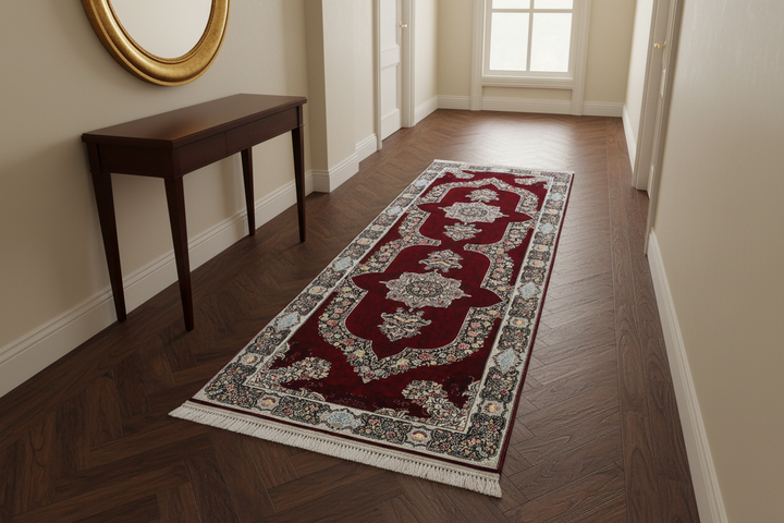 Deep Crimson Persian Runner Rug 3x10 FT