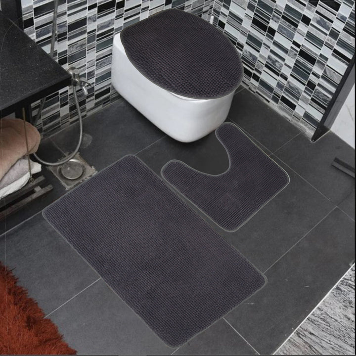 Anti Slip Floor Chenille Bath Set 3pc
