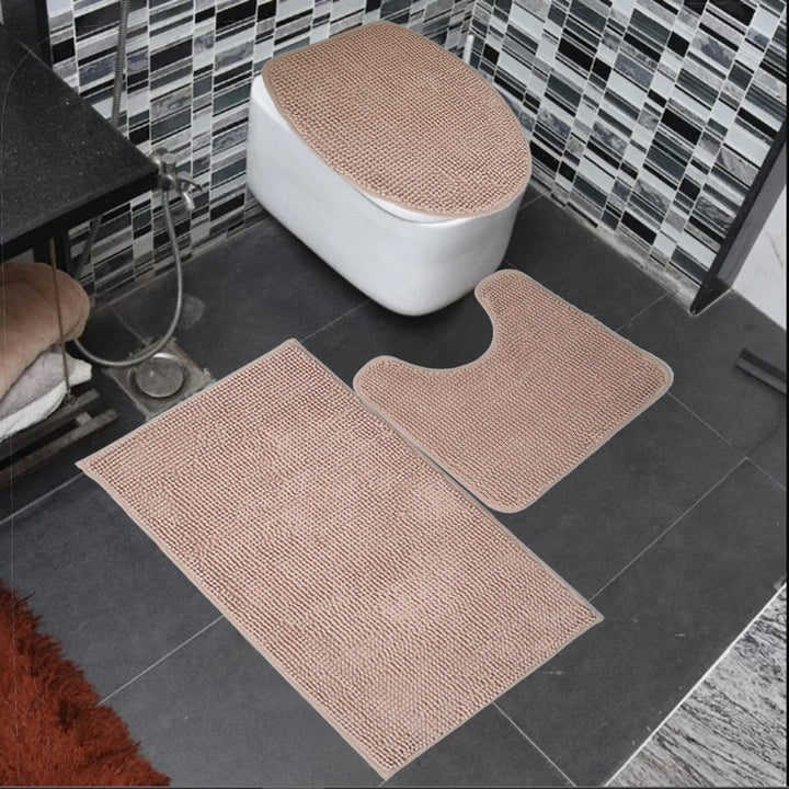 Anti Slip Floor Chenille Bath Set 3pc