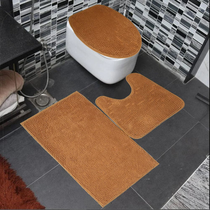 Anti Slip Floor Chenille Bath Set 3pc