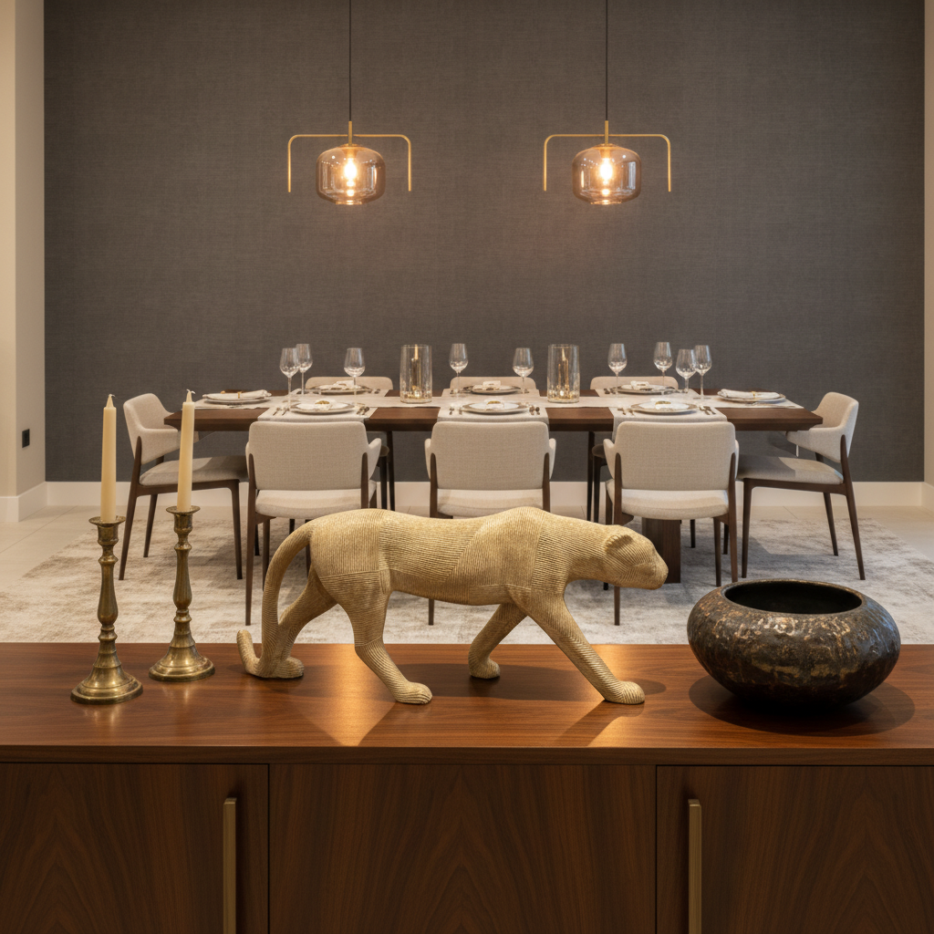 Metallic Gold Panther Sculpture