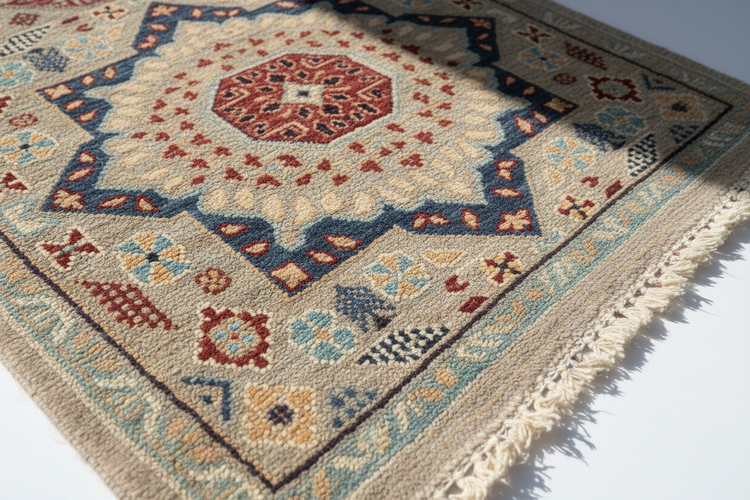 Golden Beige Handmade Mamluk Runner 1386 Close-up 3
