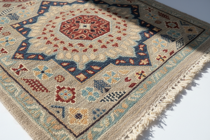 Golden Beige Handmade Mamluk Runner 1386 Close-up 3