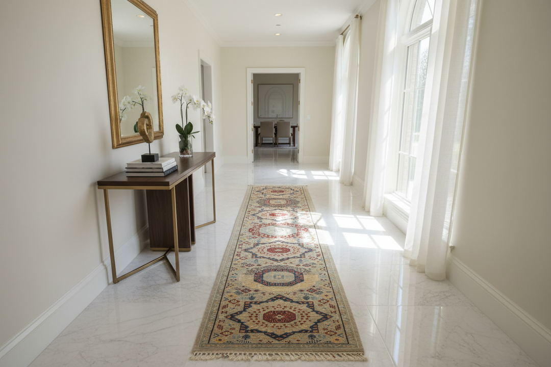 Golden Beige Handmade Mamluk Runner 1386 Lifestyle