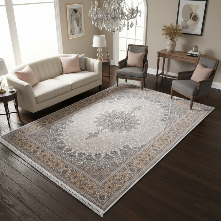 Beige & Grey Fine Persian Rug 7x10 FT