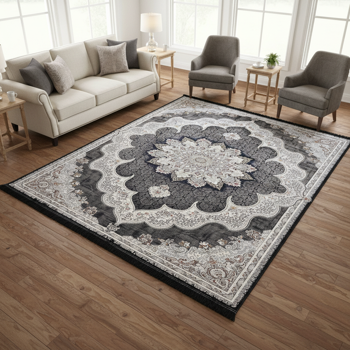 Grey & Charcoal Persian Rug 5x8 FT