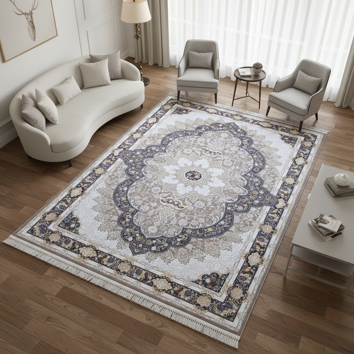 Grey & Cream Persian Rug 7x10 FT