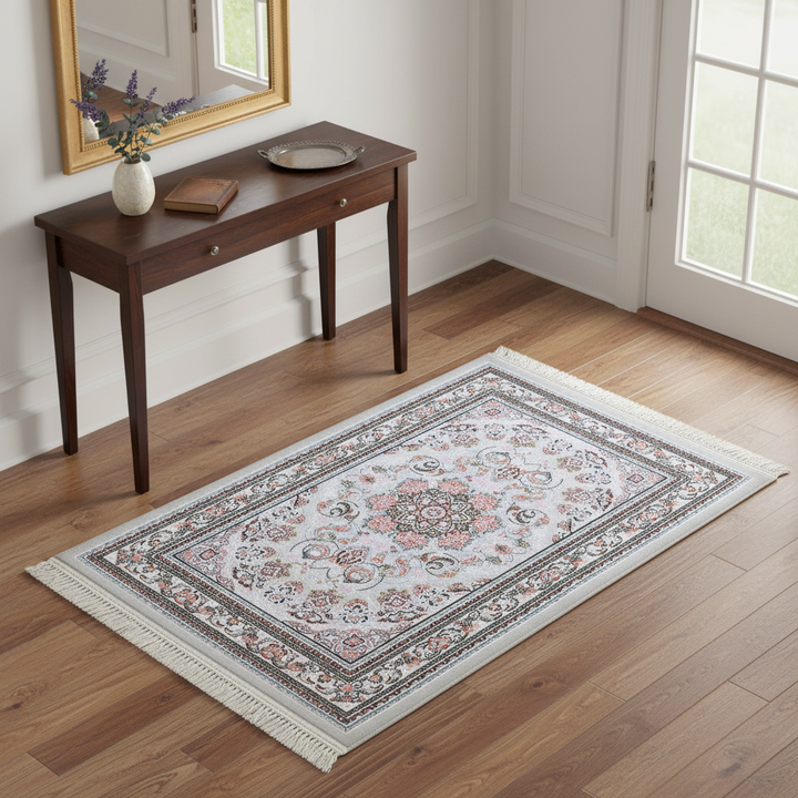 Grey & Pink Persian Accent Rug 3x5 FT