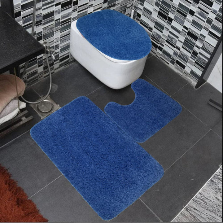 Microfiber Thick Pile Anti Slip Mat Bath Mats Set 3pc