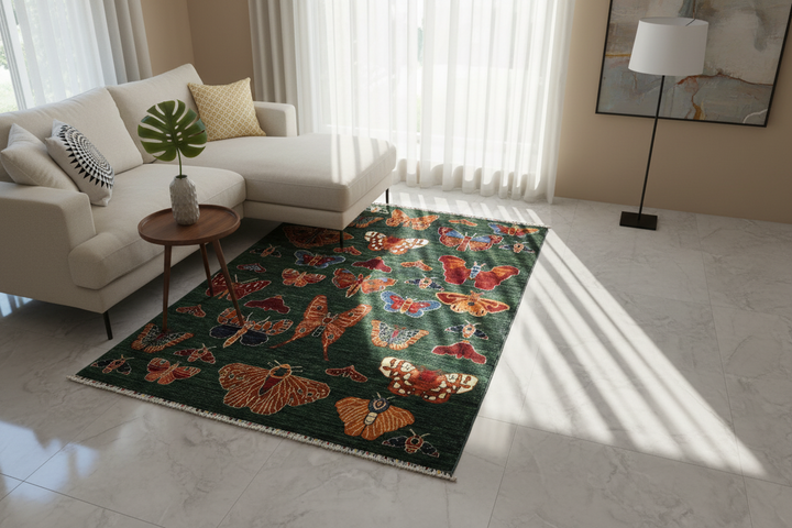 Khurjin Green Handmade Rug 6.7X5.1 FT