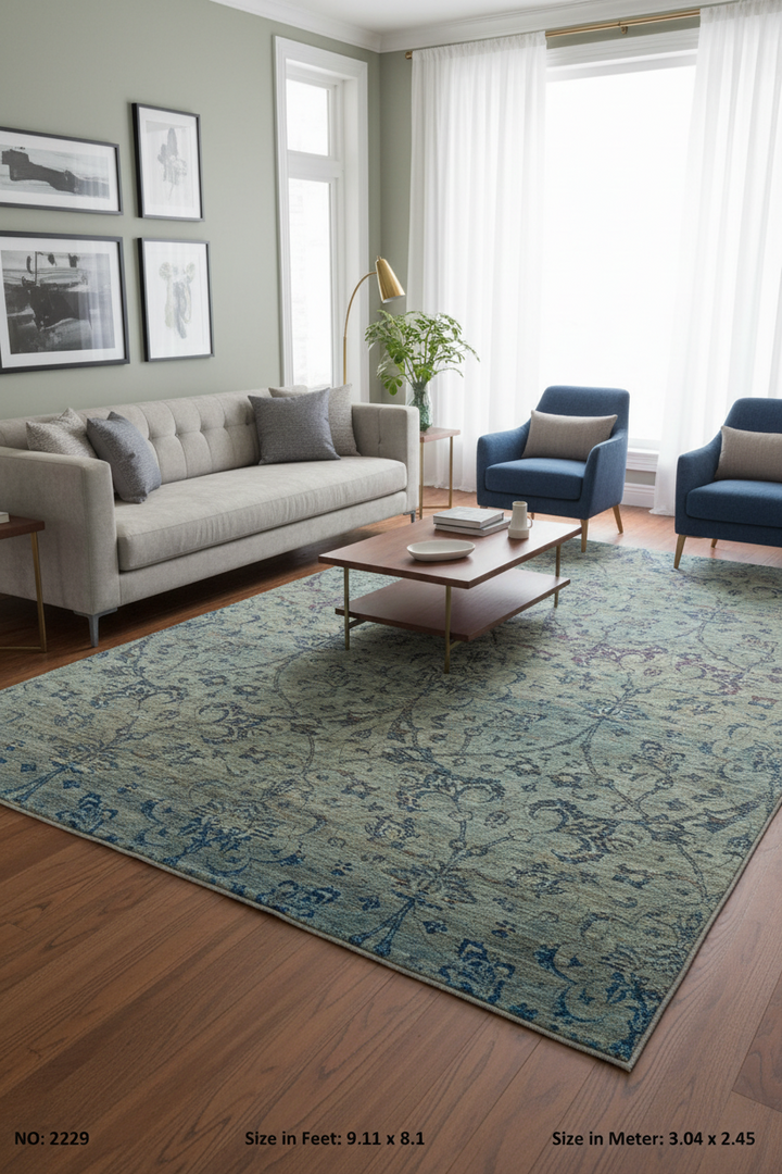 Abstract Mulberry Purple Handmade Rug 9.11x8.1 ft