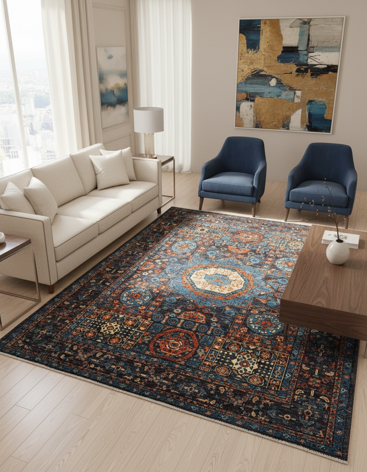 Multi Handmade Mamluk Rug 4.11x6.5 FT