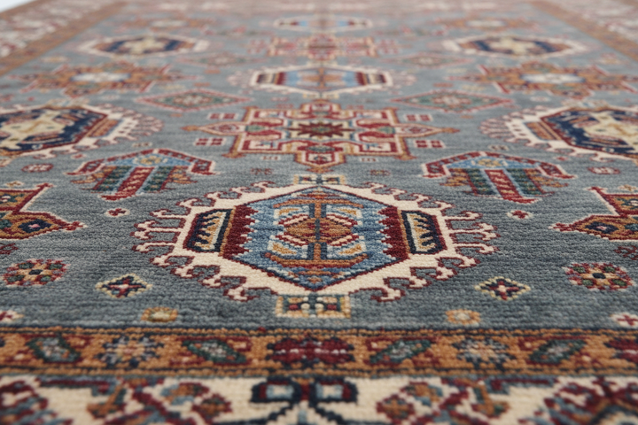 Light Blue Super Kazak Rug 4060 Close-up 1