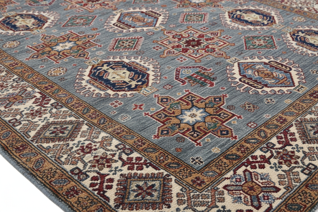 Light Blue Super Kazak Rug 4060 Close-up 2