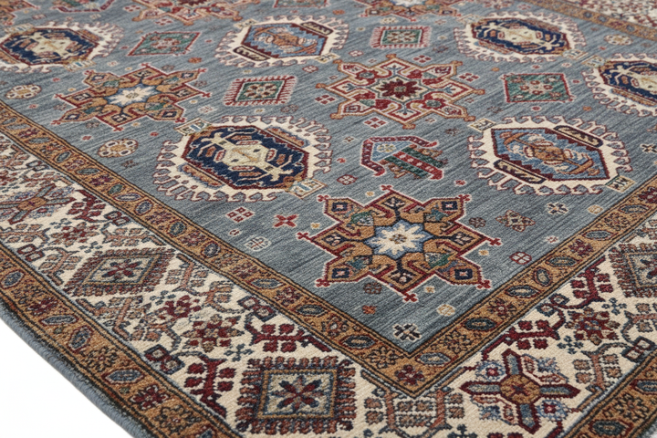 Light Blue Super Kazak Rug 4060 Close-up 2