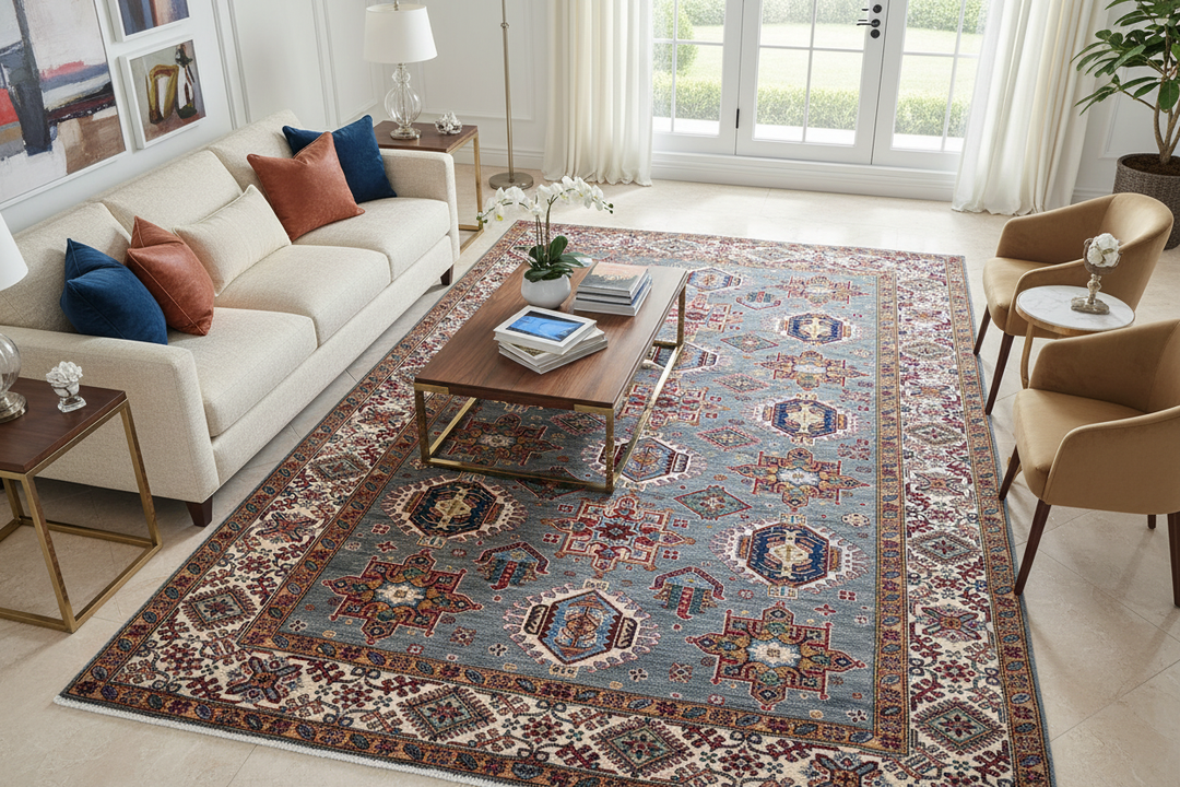Light Blue Super Kazak Rug 4060 Lifestyle