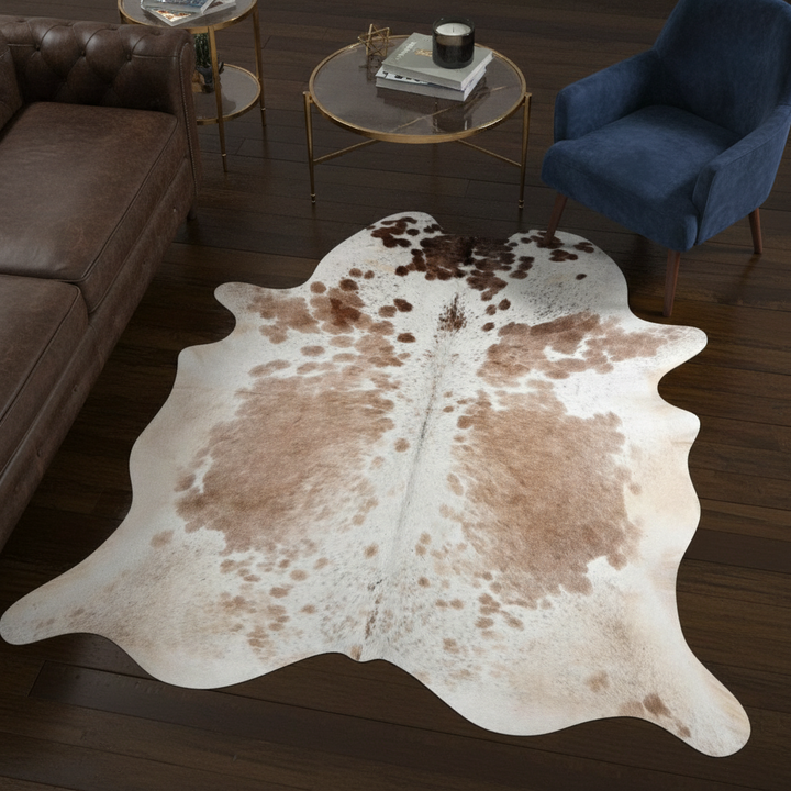White & Brown Cow Hide 5.5x5.5 FT
