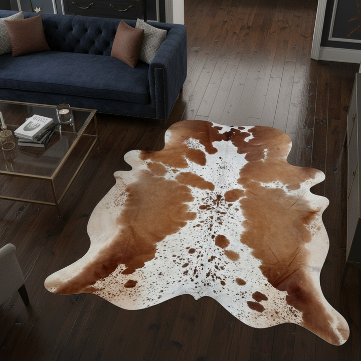 Brown & White Spotted Cow Hide 5x5 FT