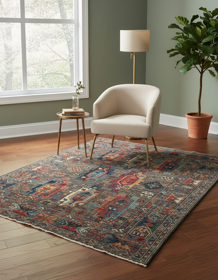 Khurjin Multi Handmade Rug 4.10x6.2 FT