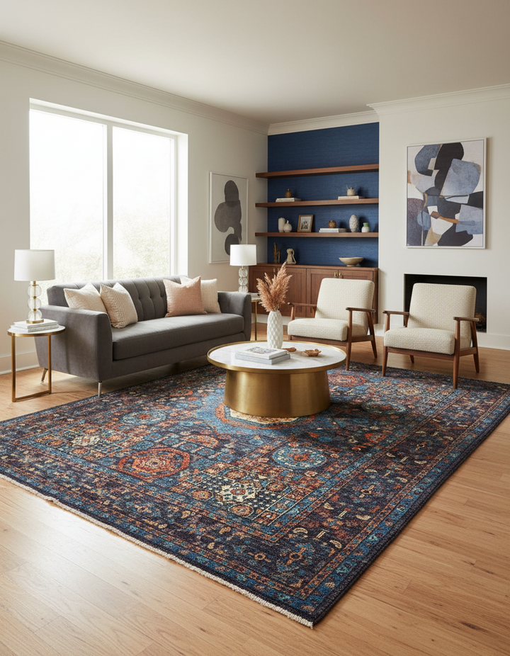 Multi Handmade Mamluk Rug 4.11x6.5 FT