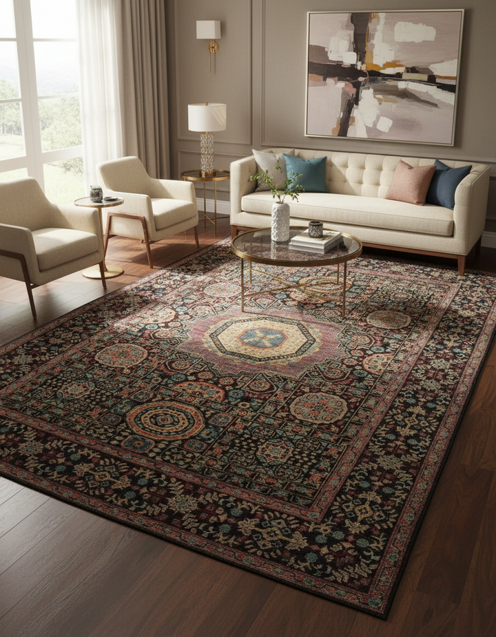 Antique Handmade Mamluk Rug 7.6x5.7 FT