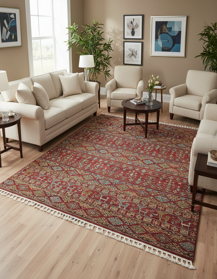 Khurjin Rust Handmade Rug 5.6X7.9 FT