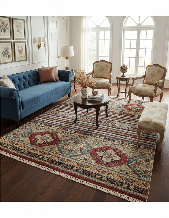 Khurjin Antique Handmade Rug 6.7X5 FT