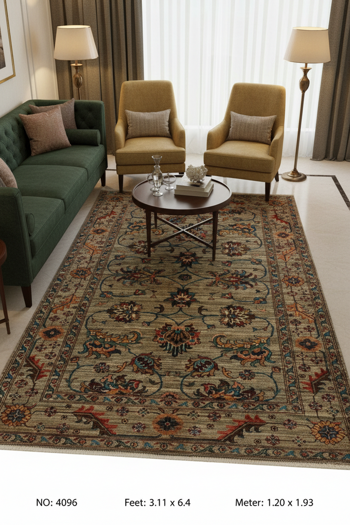 Khurjin Multi Handmade Rug 3.11x6.4 FT