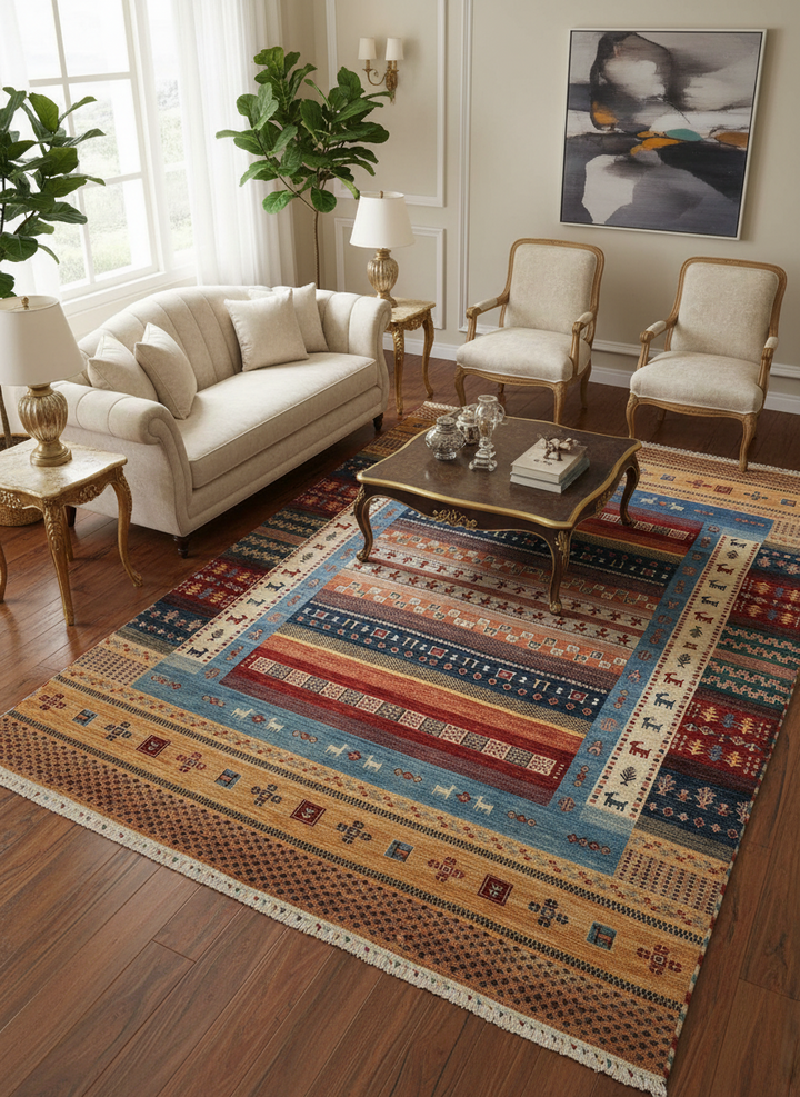 Khurjin Beige Handmade Rug 6.5X9.9 FT