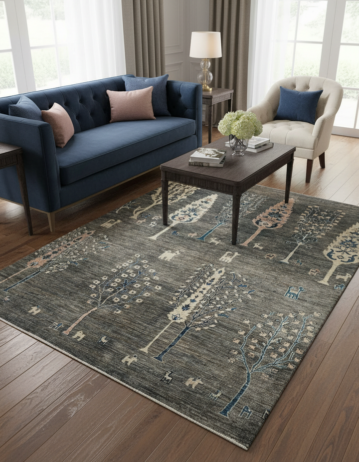 Khurjin Antique Handmade Rug 4.8X6.4 FT