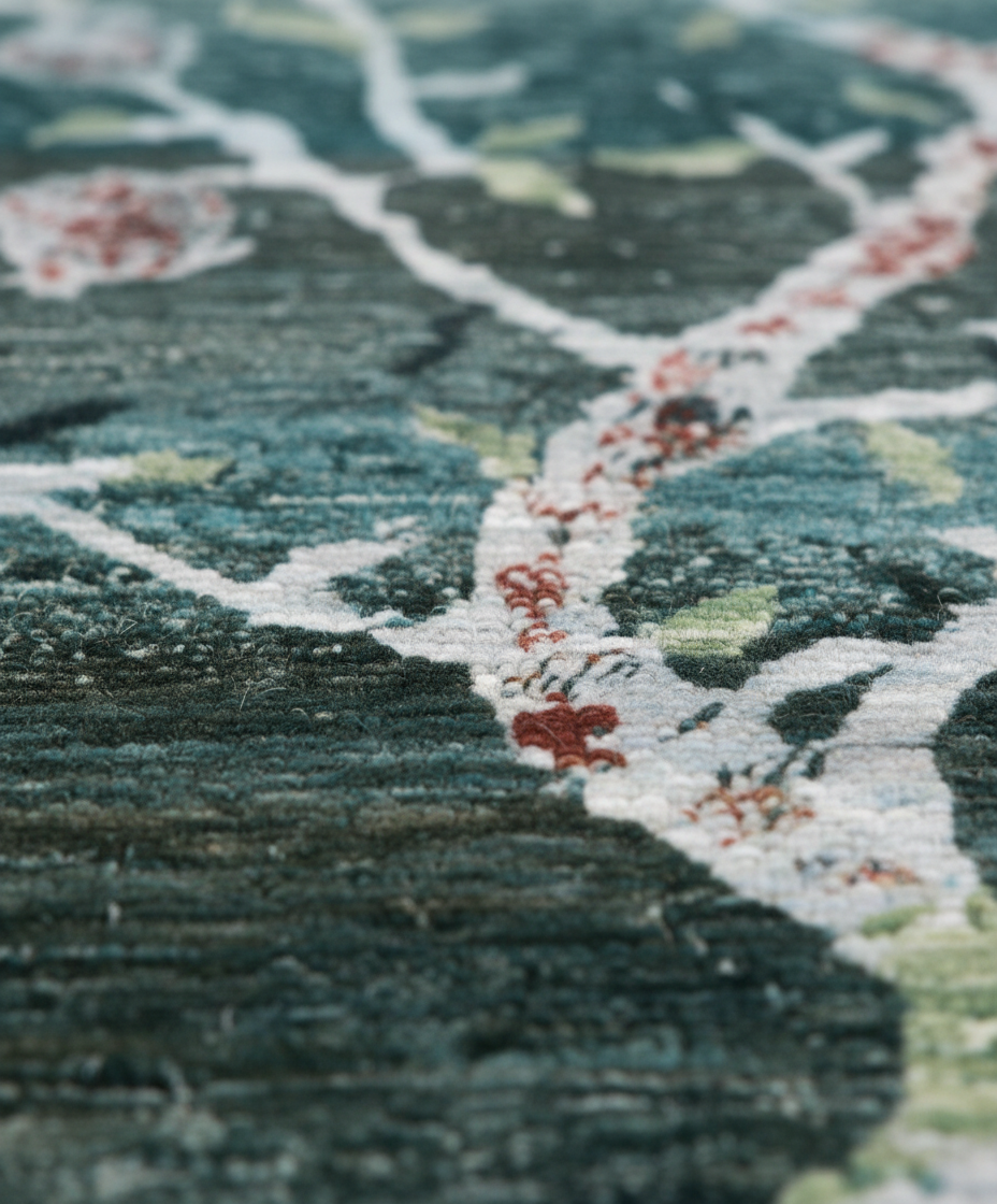 Abstract Sky Blue Handmade Rug 10.5x8.1 ft