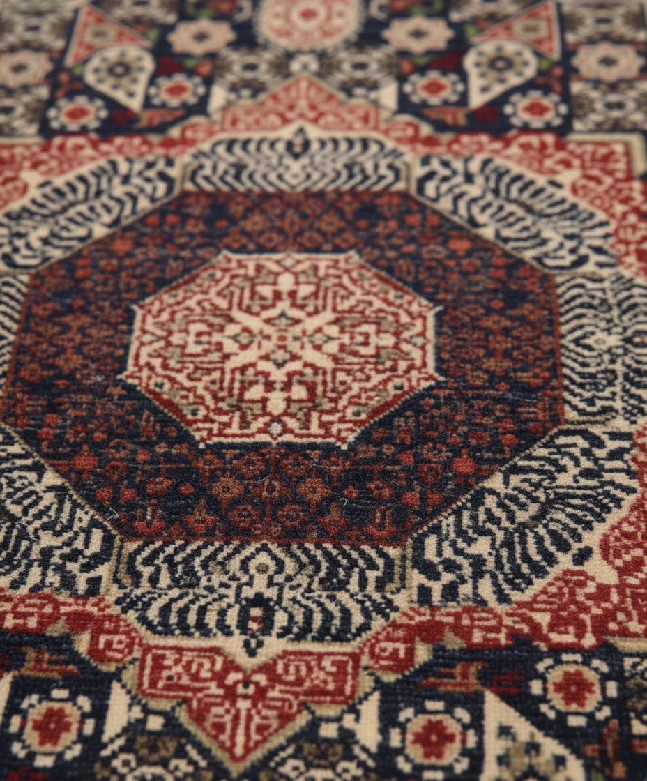 Ivory Red Handmade Mamluk Rug 10.2x8.4 FT