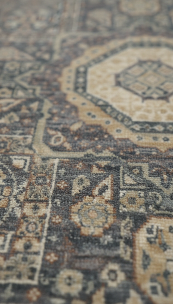 Light Grey Handmade Mamluk Rug 4.8x3.2 FT