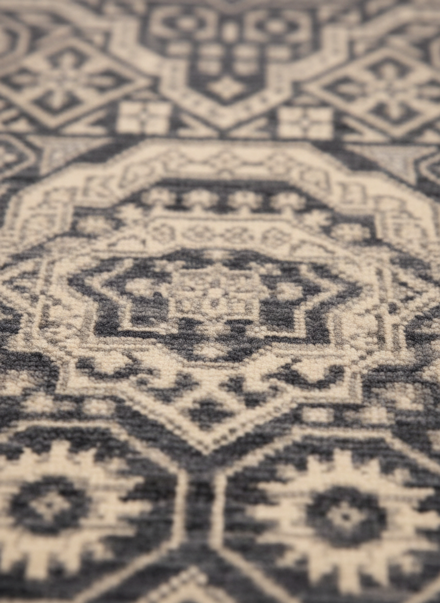 Ivory Grey Handmade Mamluk Rug 7.10x5.9 FT