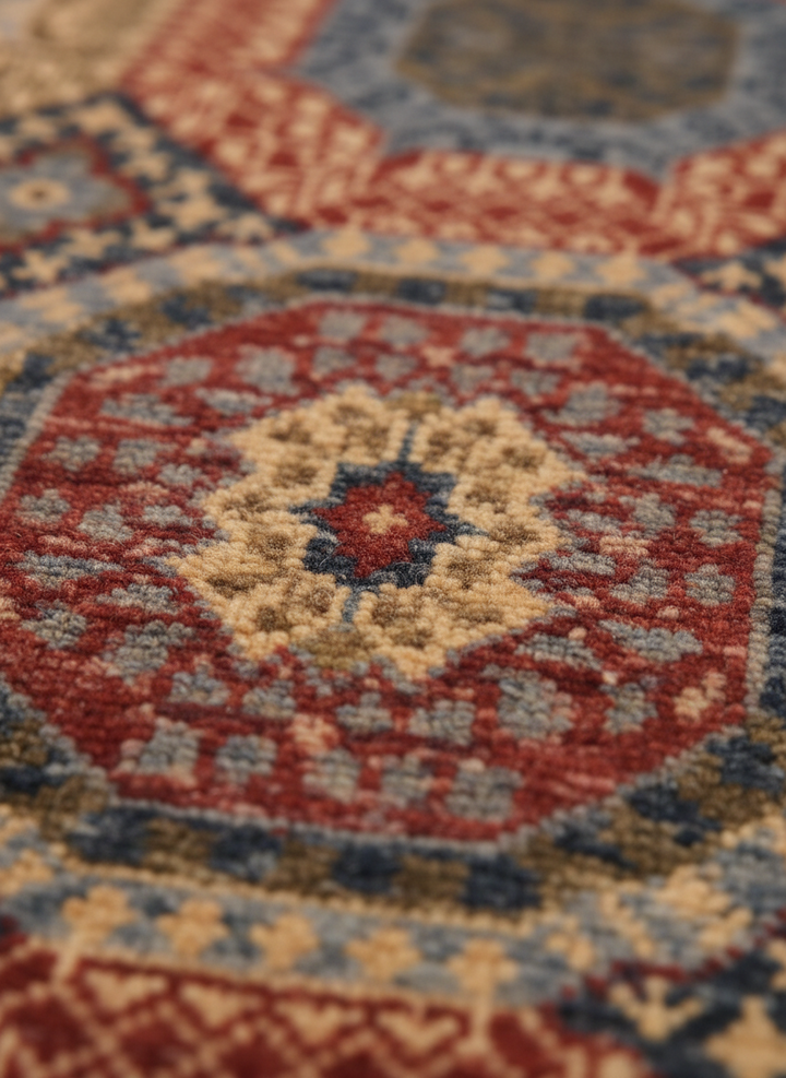 Rust & Beige Handmade Mamluk Rug 6.6x4.10 FT