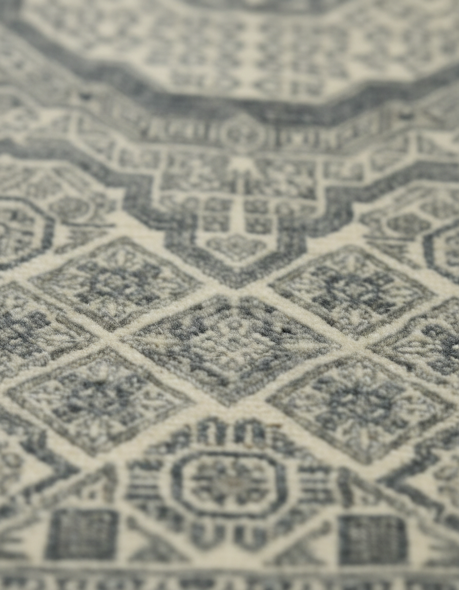 Grey Handmade Mamluk Rug 6.11x9.5 FT