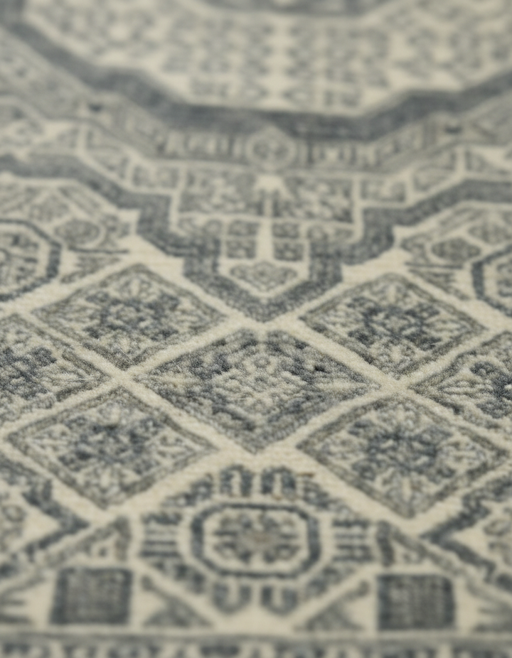 Grey Handmade Mamluk Rug 6.11x9.5 FT